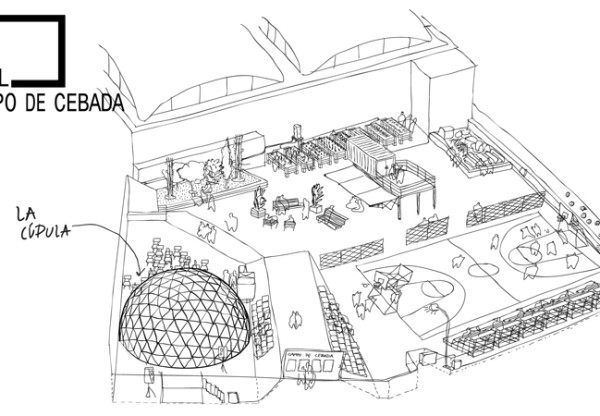 Construcción de una cúpula geodésica en el Campo de Cebada's header image