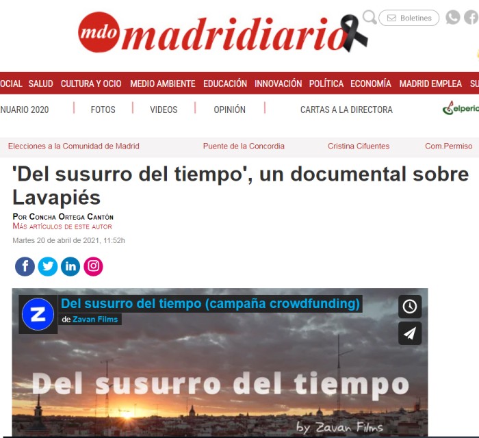 Artículo en el periódico Madridiario.es  sobre nuestro docu